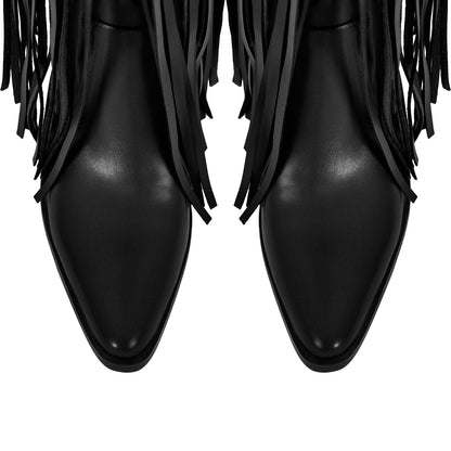 Chunky Heel Fringe Over The Knee Boots