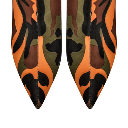 Camouflage Pointed Toe Over The Knee Boots