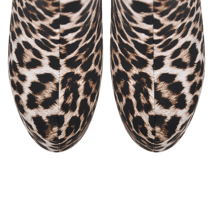 Leopard Platform Stiletto Ankle Boots