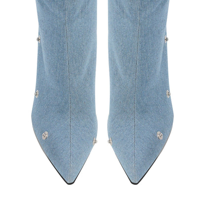 Pointed Toe Buckle Stiletto Removable Boots