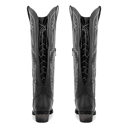 Embroidery Knee High Western Boots