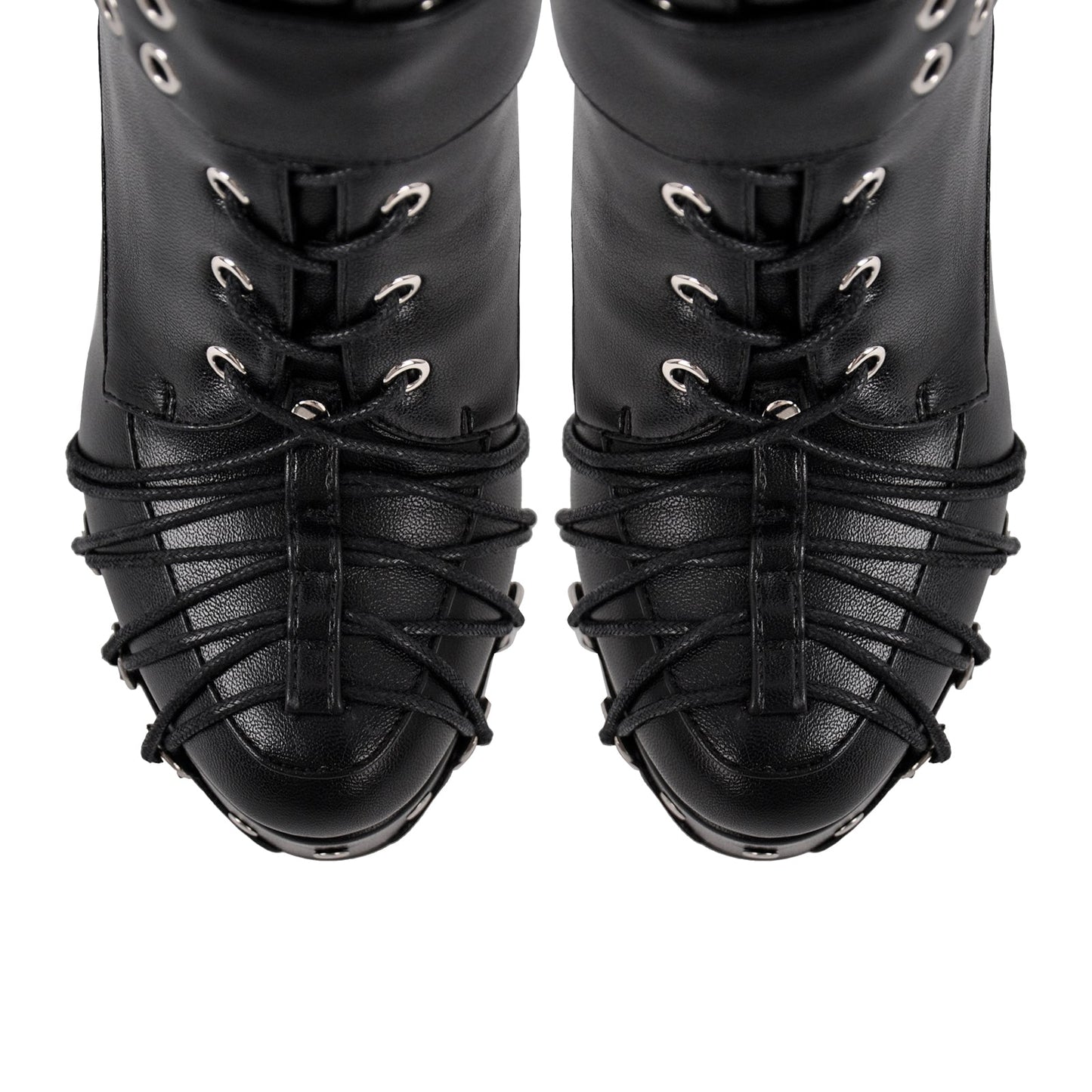 Buckle Lace-up Platform Knee High Boots