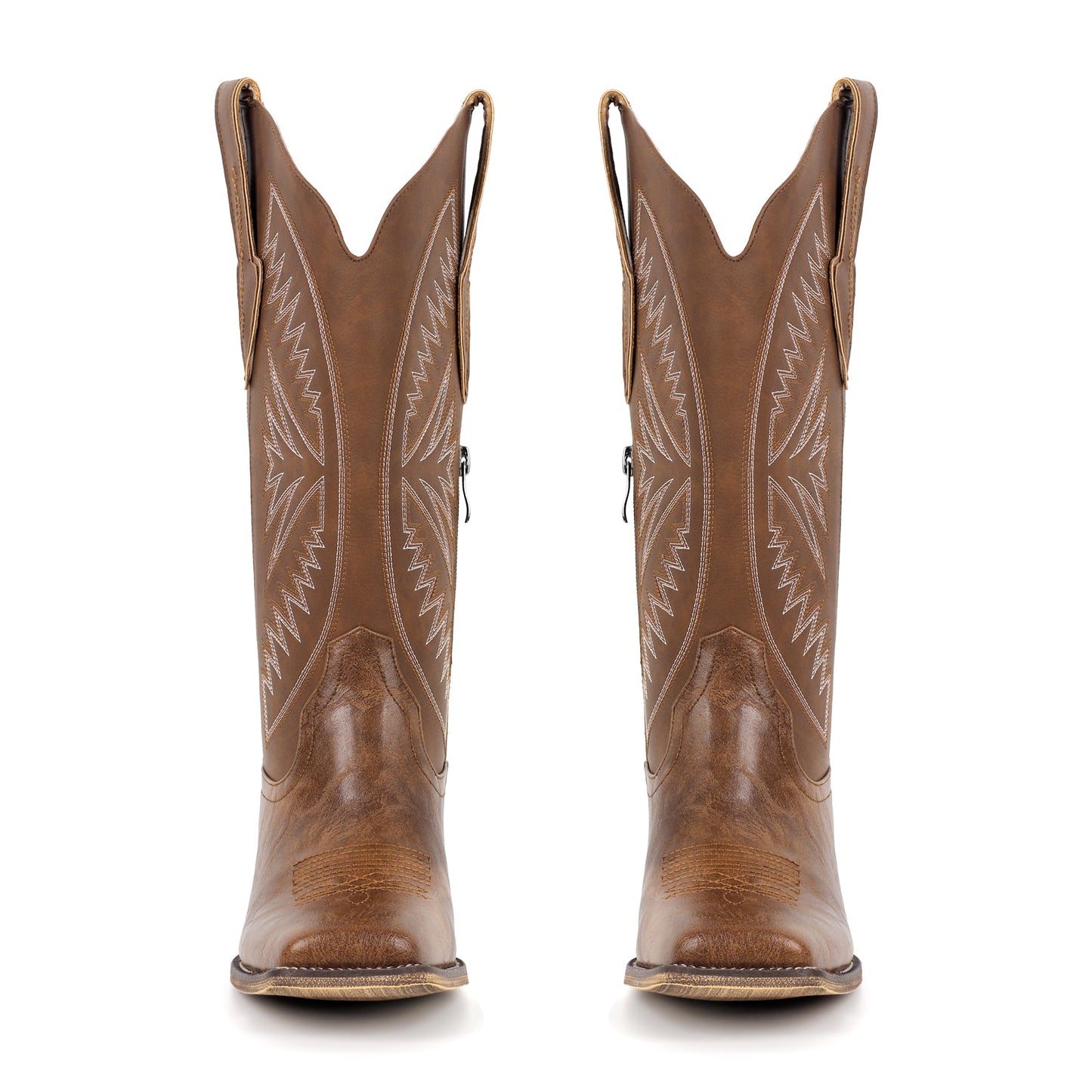 Embroidery Square Toe Split Joint Mid-Calf Western Boots