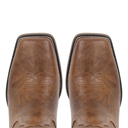 Embroidery Square Toe Split Joint Mid-Calf Western Boots