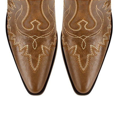 Embroidery Pointed Toe Western Ankle Boots