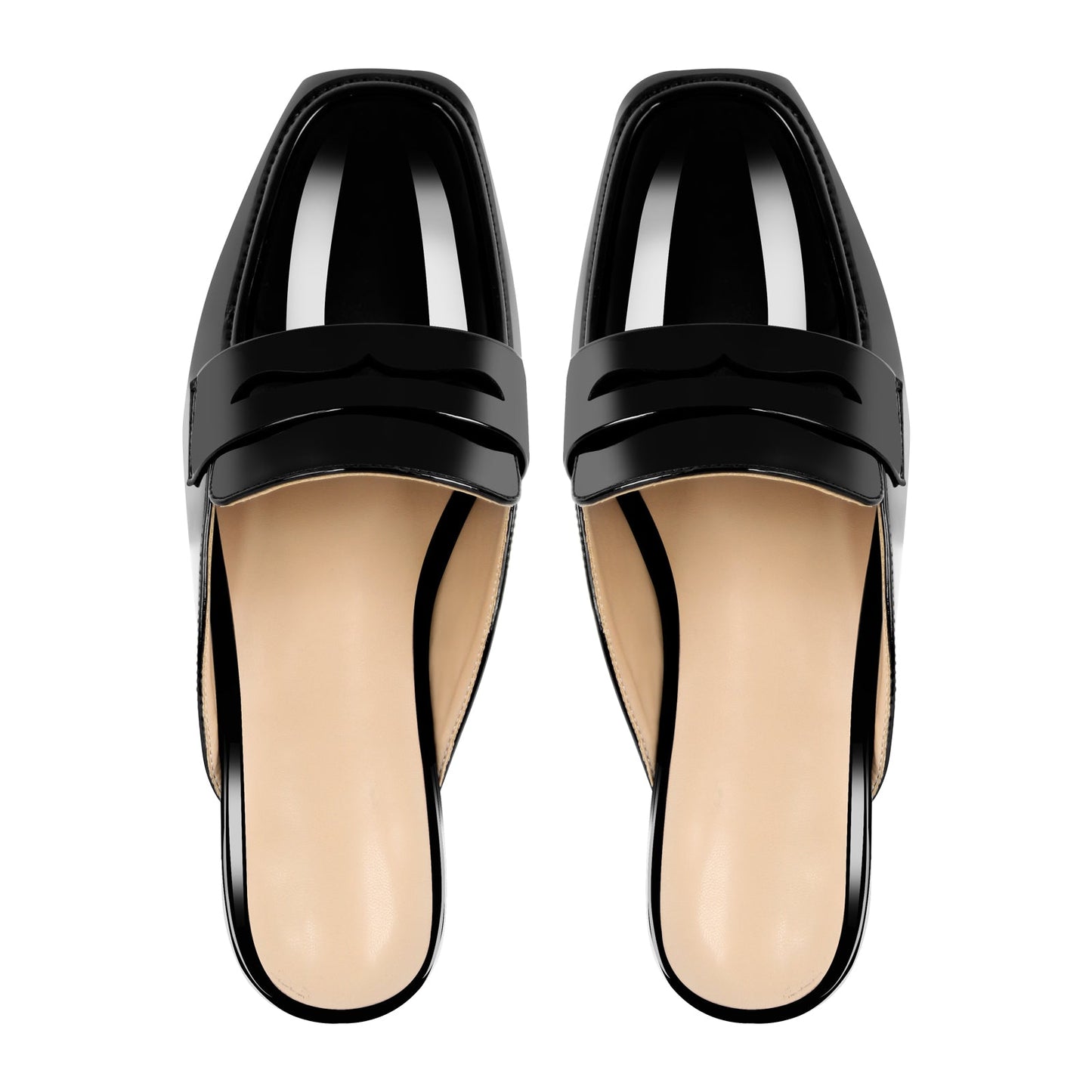 Black Square Toe Mules Flats