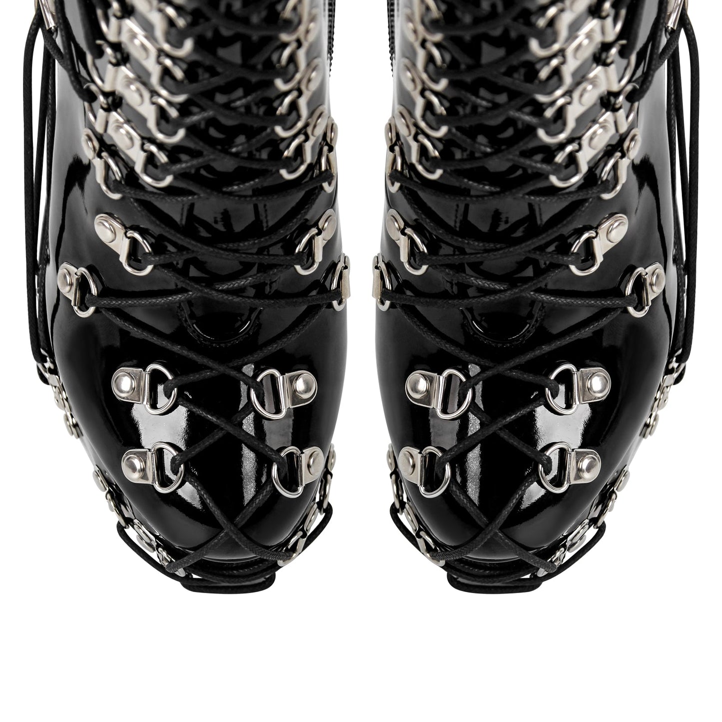 Platform Metal Buckles Lace-up Chunky Heel Ankle Boots