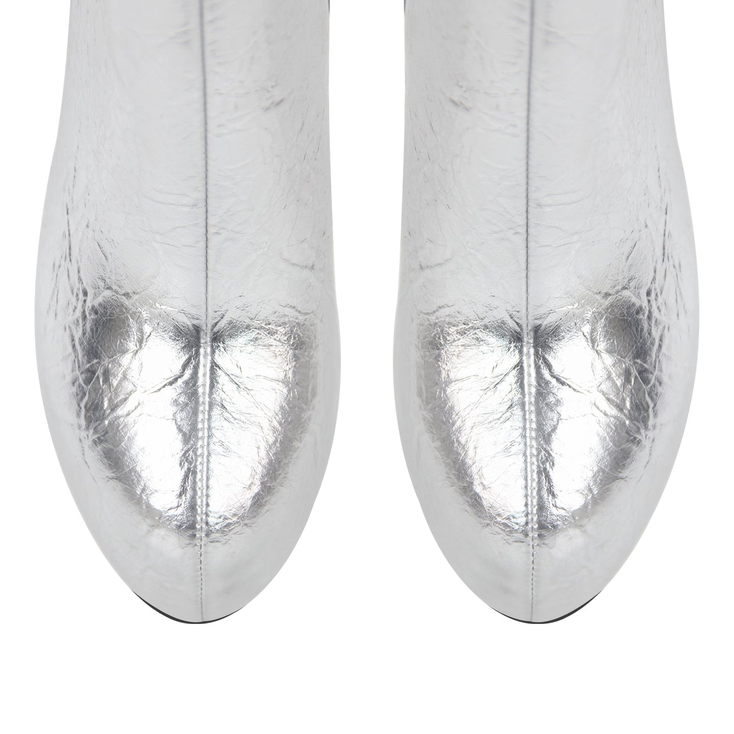 Metallic Round Toe Platform Stiletto Ankle Boots