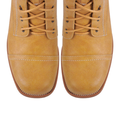 Square Toe Lace-up Chunky Heel Ankle Boots