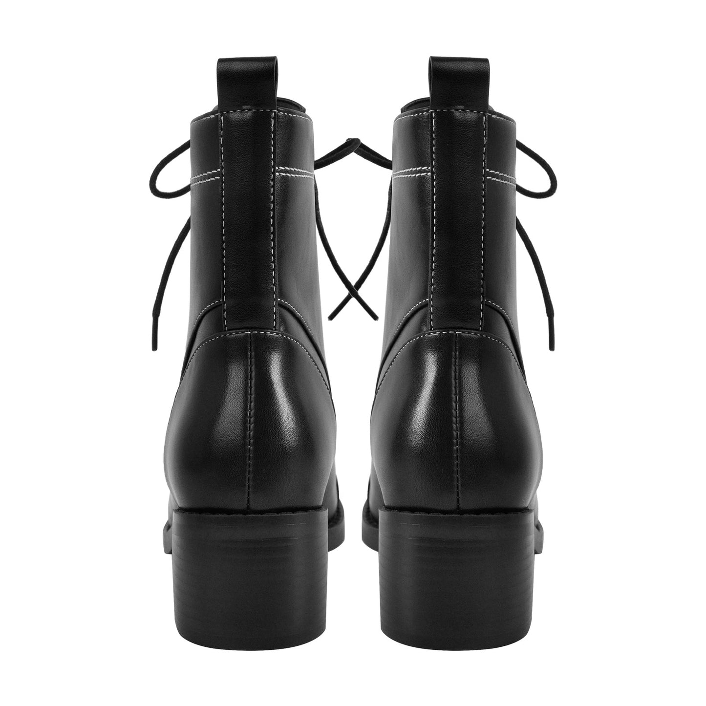Square Toe Lace-up Chunky Heel Ankle Boots