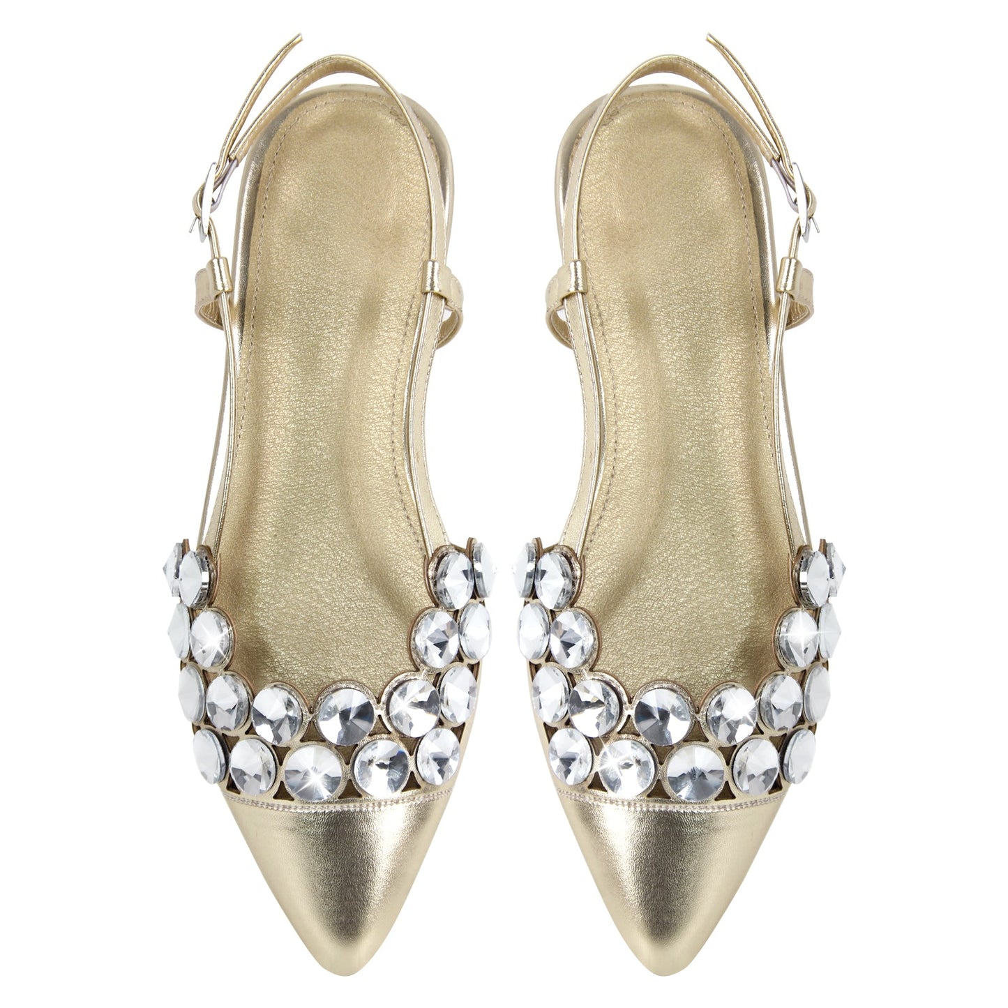 Pointed Toe Rhinestone Slingback Flats