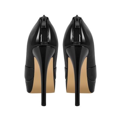 Bow Platform Back Zipper Stiletto Ankle Boots