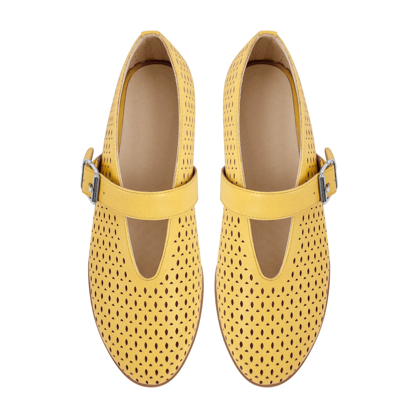 Round Toe Buckle Strap Hollow Flats