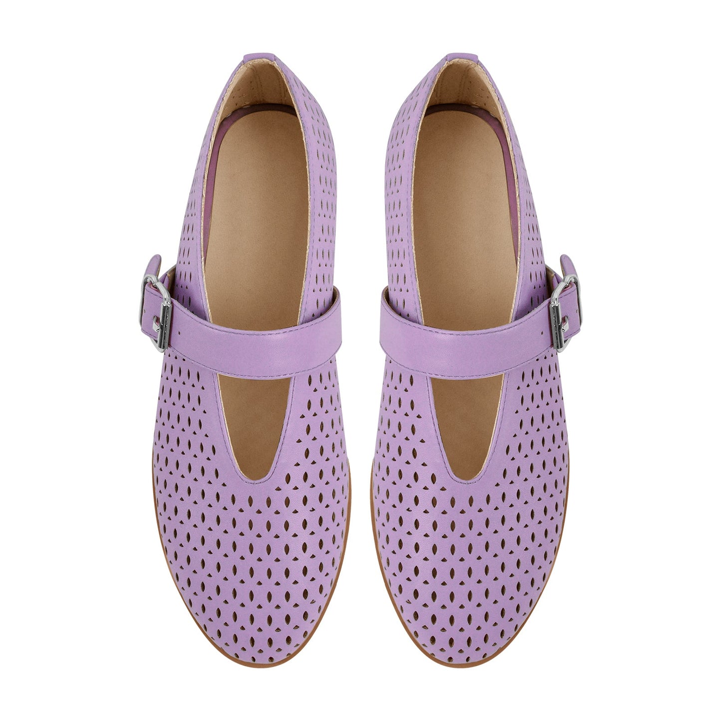 Round Toe Buckle Strap Hollow Flats