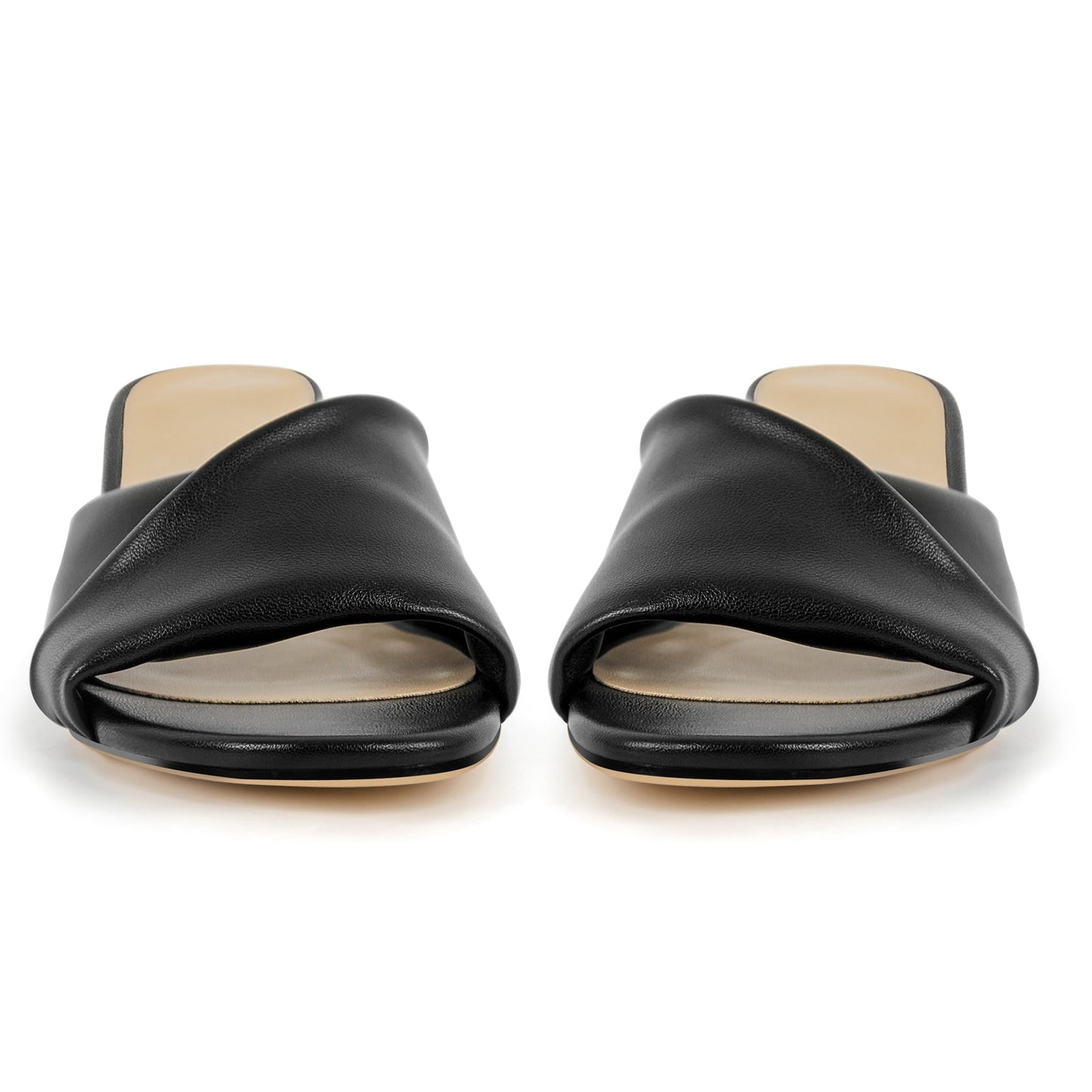 Black Round Toe Kitten Heel Mules