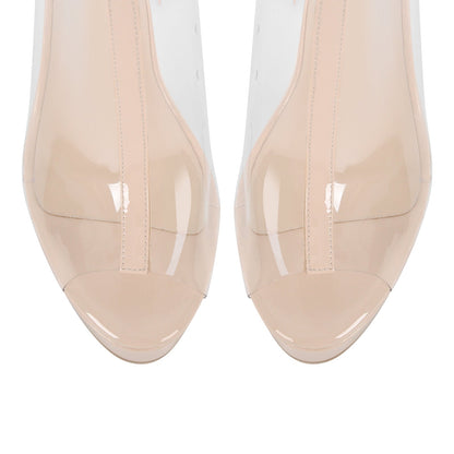 Clear Open Toe Platform Over The Knee Boots
