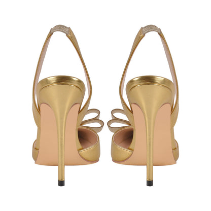 Bow Pointed Toe Slingback Stiletto Pumps