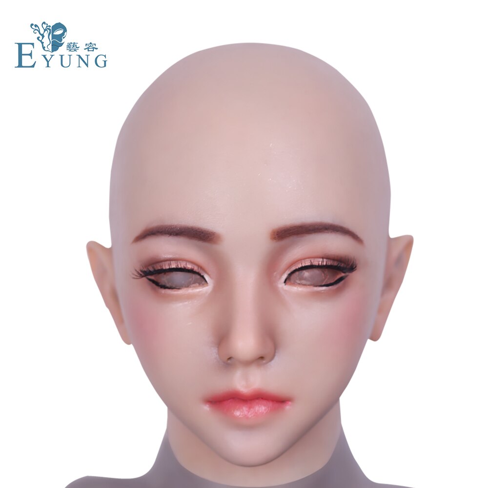 EYUNG Female Girls Silicone Face Realistic Lifelike Kawaii Lovely Half Mask Body for Crossdresser Drag Queen Shemale Transgender Sissy