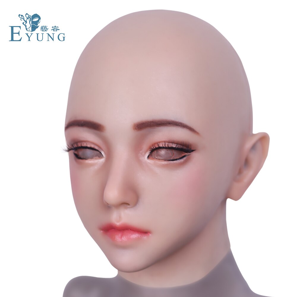 EYUNG Female Girls Silicone Face Realistic Lifelike Kawaii Lovely Half Mask Body for Crossdresser Drag Queen Shemale Transgender Sissy