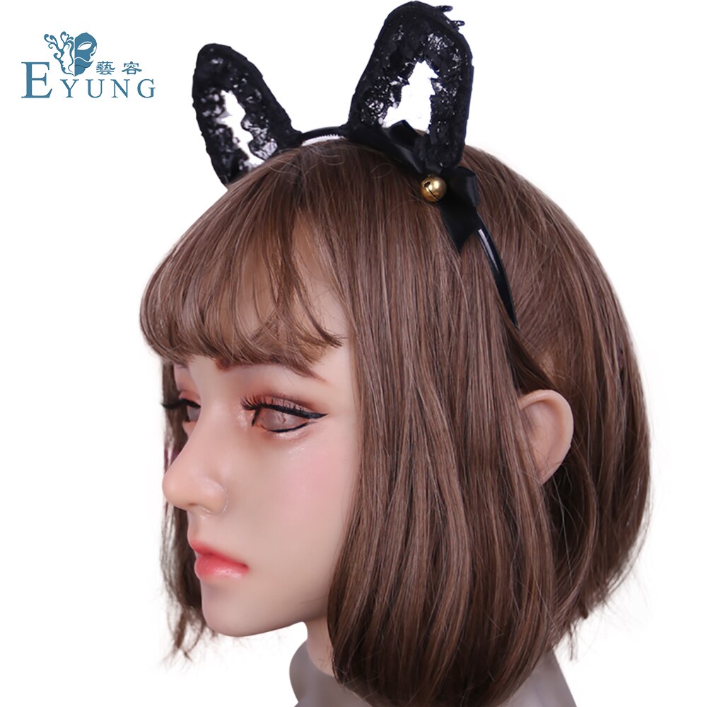 EYUNG Female Girls Silicone Face Realistic Lifelike Kawaii Lovely Half Mask Body for Crossdresser Drag Queen Shemale Transgender Sissy