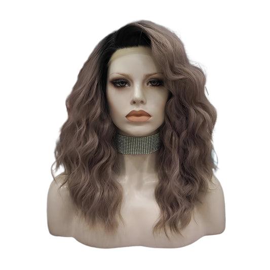 Short Synthetic Lace Front Purple Pink Crossdressing Wig