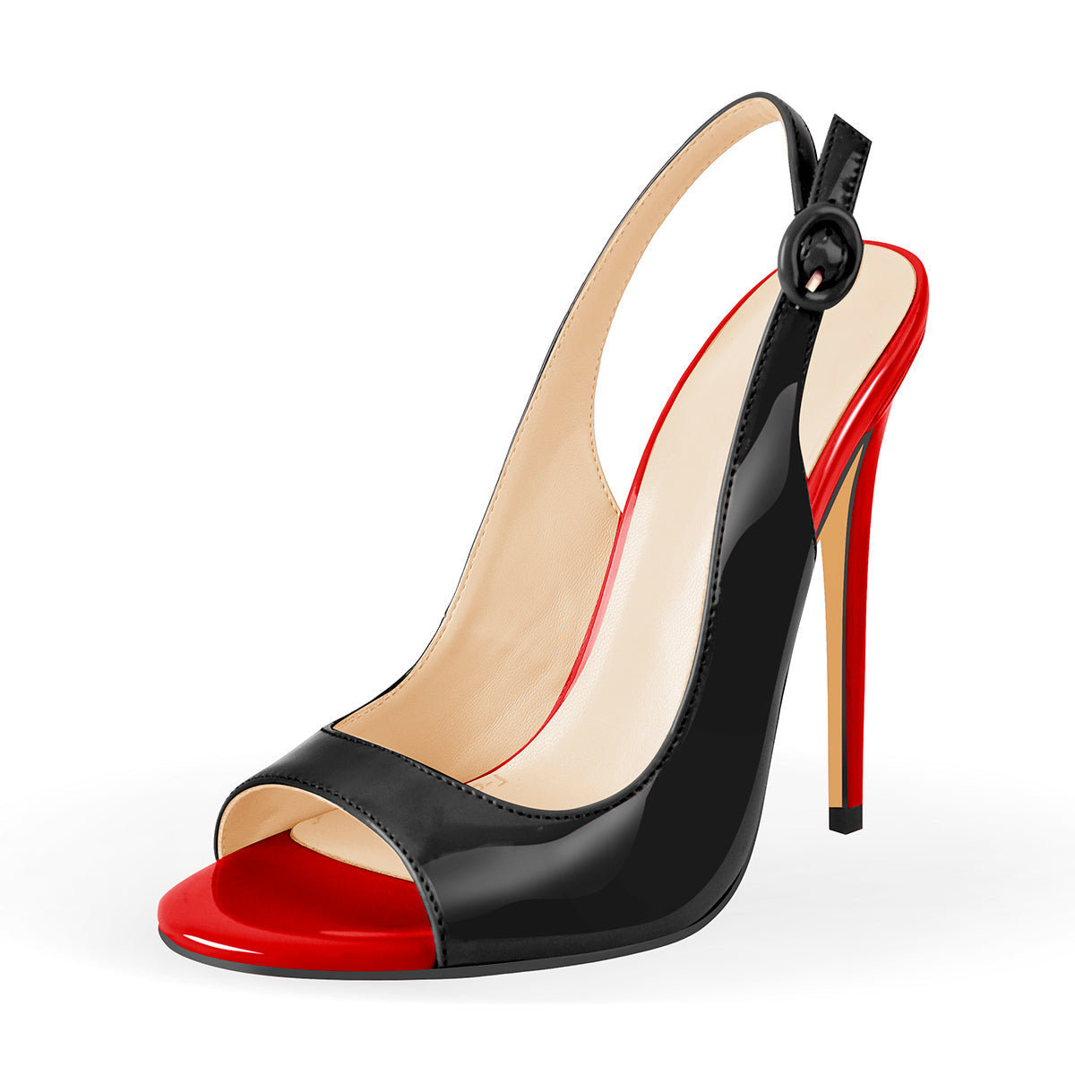 Black Red Open Toe High Heels Slingback Crossdressing Sandals