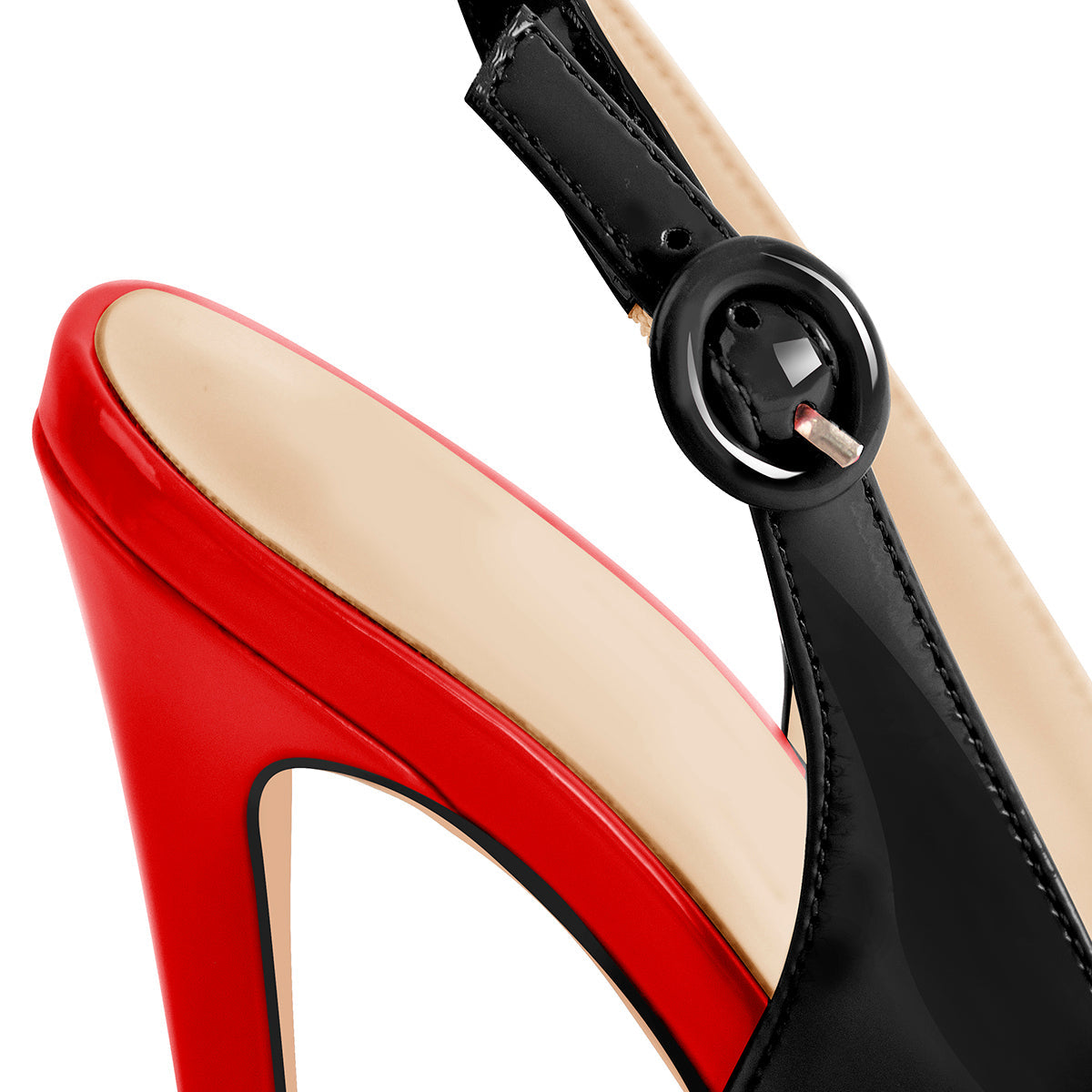 Black Red Open Toe High Heels Slingback Crossdressing Sandals