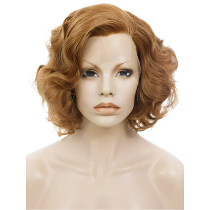 Wavy Short Blonde Synthetic Lace Front Crossdressing Wig