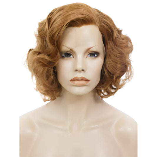 Wavy Short Blonde Synthetic Lace Front Crossdressing Wig