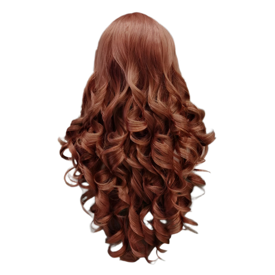 Copper Red Long Synthetic Lace Front Crossdressing Wig