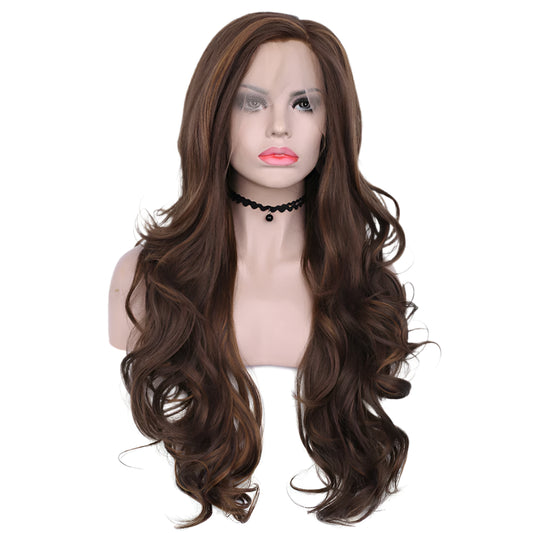 Brown Synthetic Lace Front Crossdressing Wig