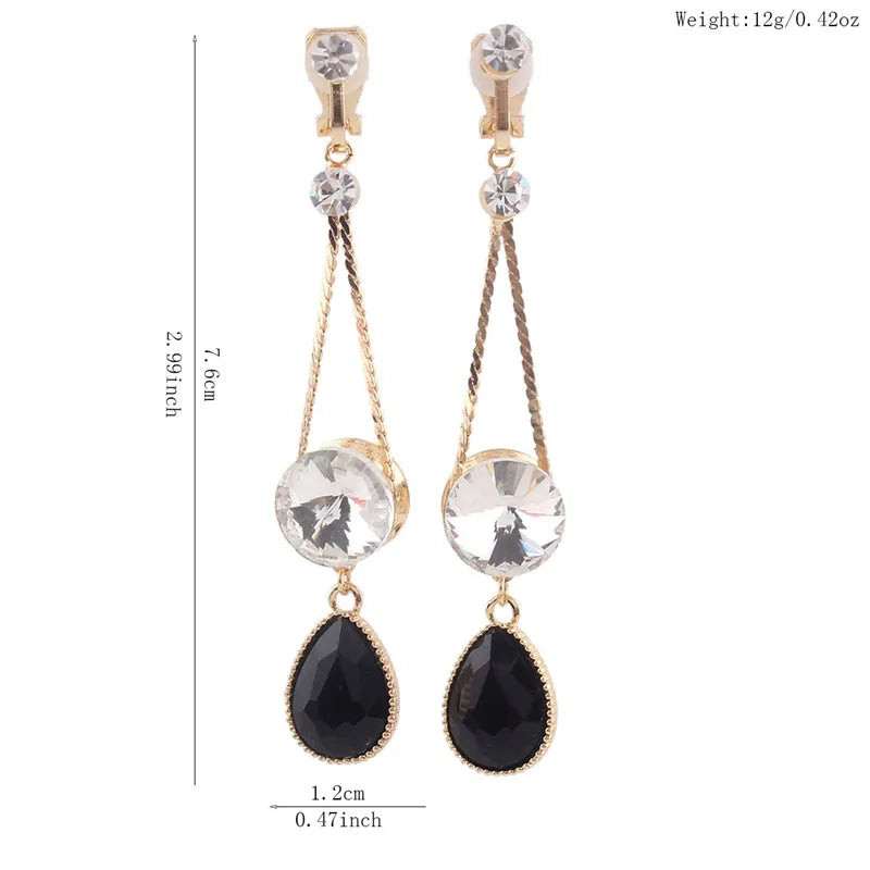 Elegant Crystal Drop Clip-On Earrings – Glamour for Crossdressers