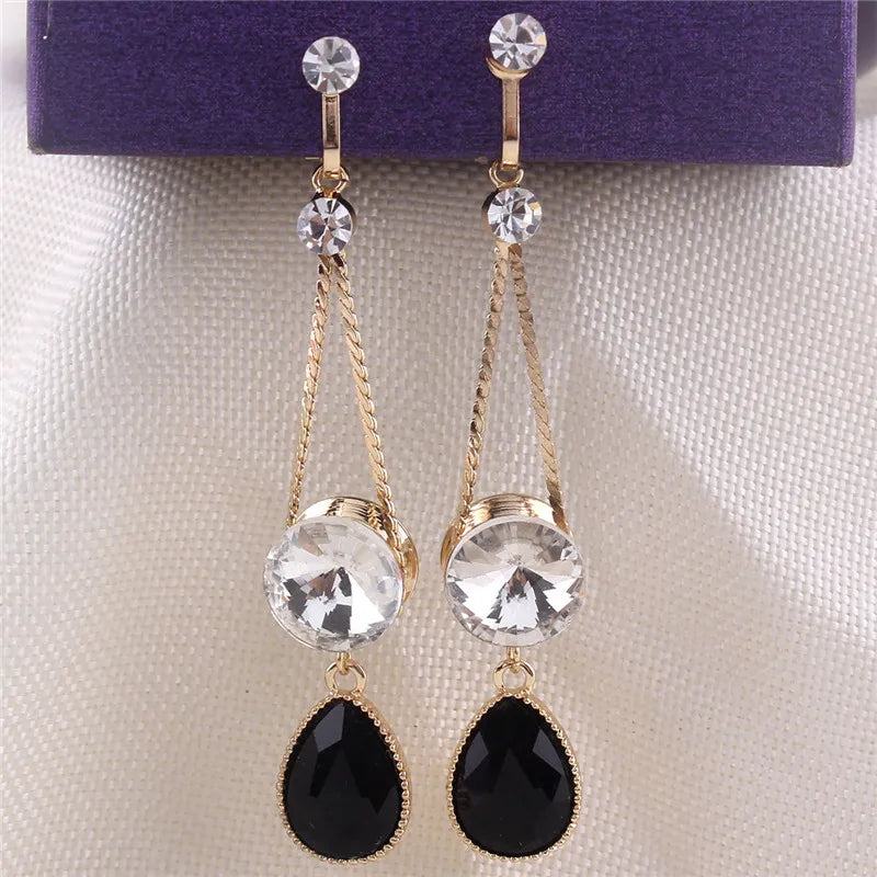 Elegant Crystal Drop Clip-On Earrings – Glamour for Crossdressers