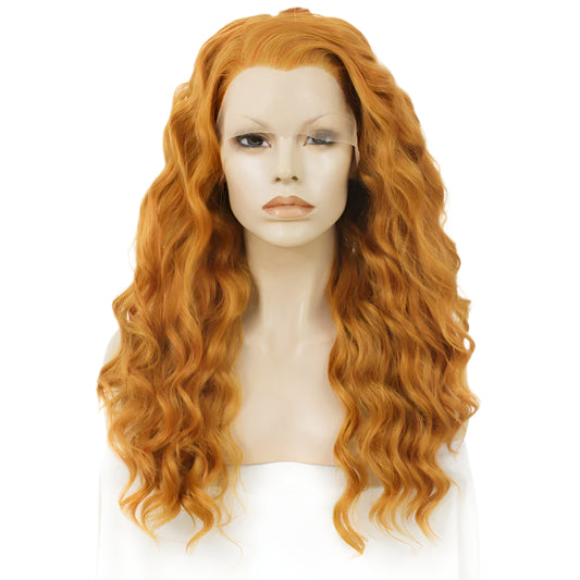 Orange Synthetic Lace Front Crossdressing Wig