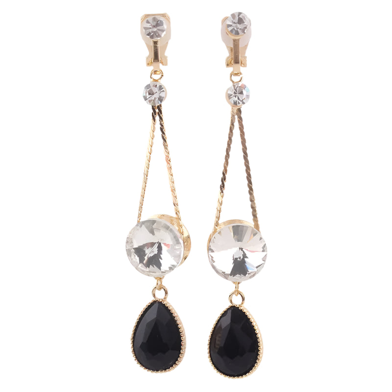 Elegant Crystal Drop Clip-On Earrings – Glamour for Crossdressers