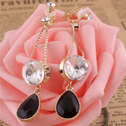 Elegant Crystal Drop Clip-On Earrings – Glamour for Crossdressers