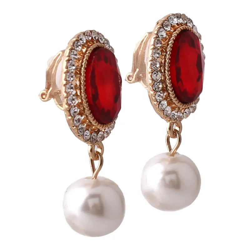 Elegant Pearl Crystal Clip-On Earrings – Sophisticated Style for Crossdressers