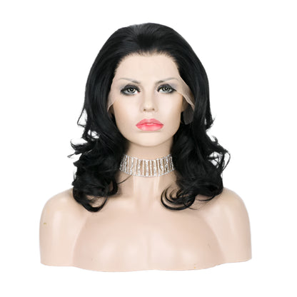 Black Wigs Short Synthetic Lace Front Crossdressing Wig