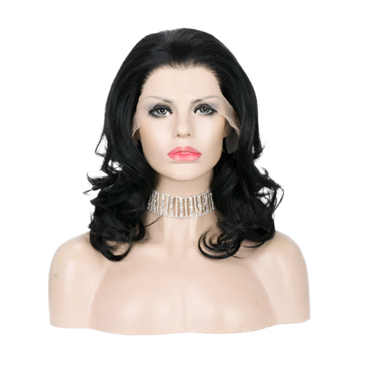 Black Wigs Short Synthetic Lace Front Crossdressing Wig