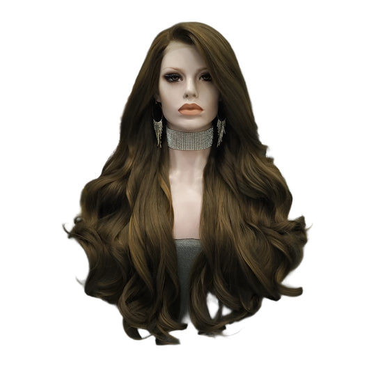 Brown Synthetic Lace Front Crossdressing Wig