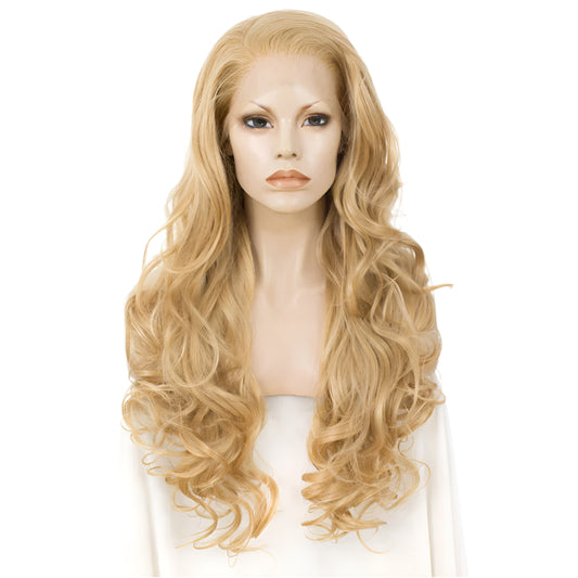 Blonde  Long Wavy Synthetic Lace Front Crossdressing Wig