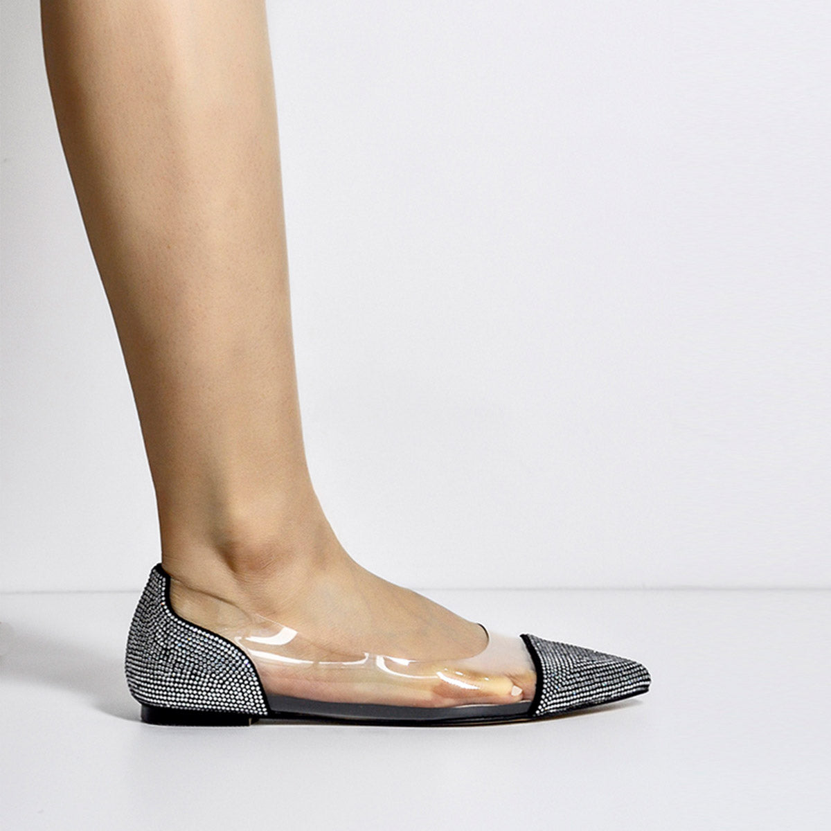 Clear Rhinestone Crossdressing Flats