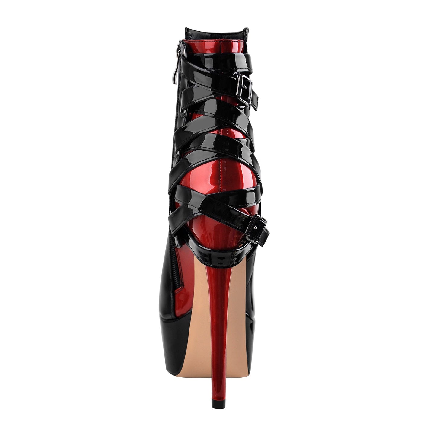 Black Strap Pointed Toe Stilettos Crossdressing Ankle Boots