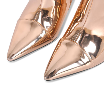 Metallic Leather Stiletto Knee High Crossdressing Boots