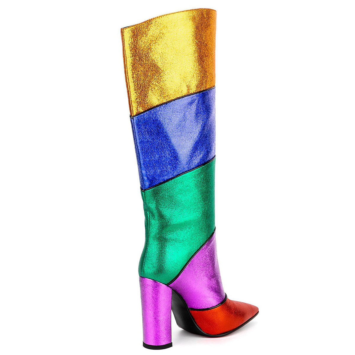 Colorful Patchwork Knee High Crossdressing Boots