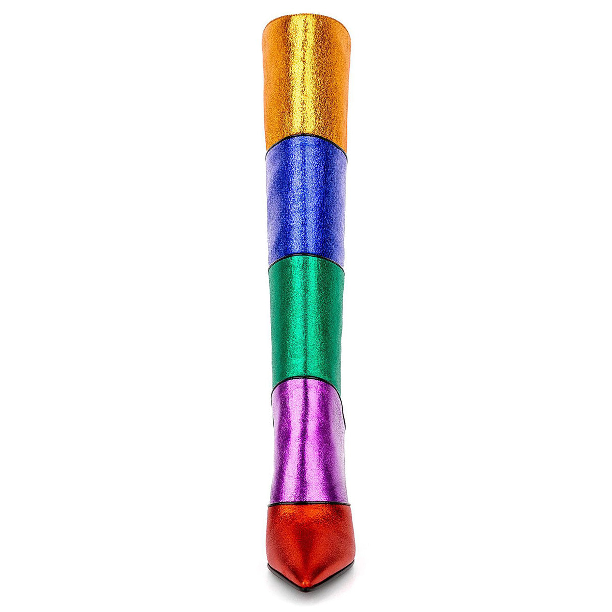 Colorful Patchwork Knee High Crossdressing Boots