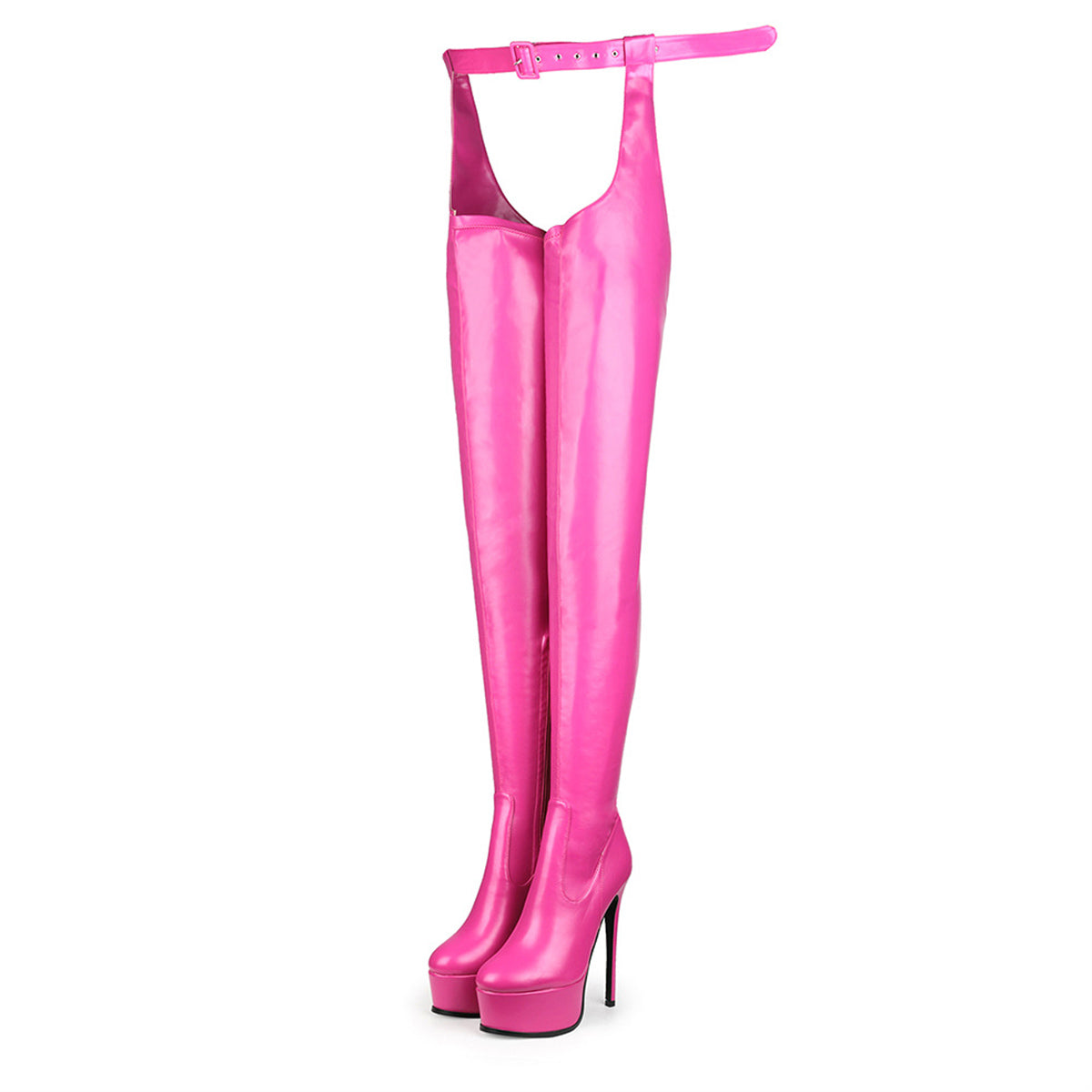 Round Toe Platform Stiletto Stretchy Pantyhose Crossdressing Boots