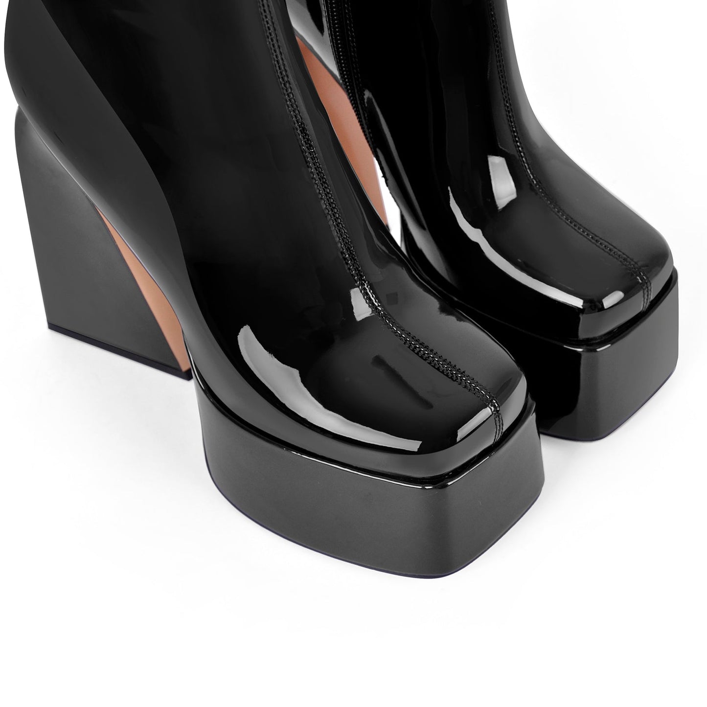 Fluorescent Green Platform Mid-Calf Chunky Crossdressing Boots