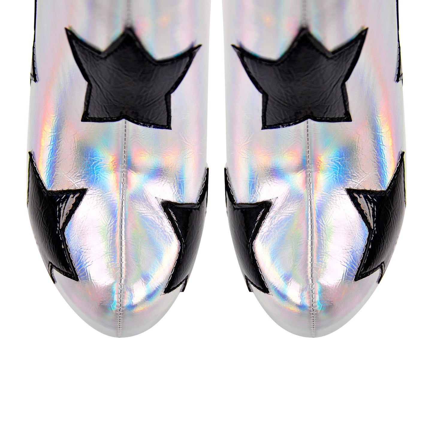 Platform Round Toe Chunky Heel Silver Star Crossdressing Boots