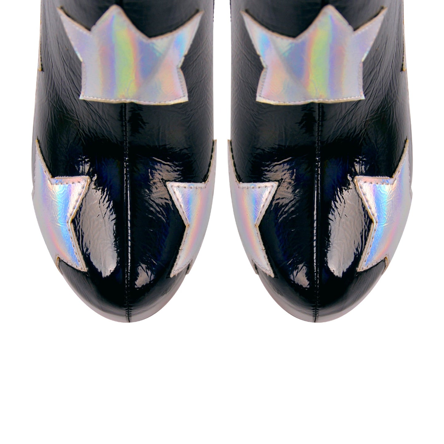 Platform Round Toe Chunky Heel Silver Star Crossdressing Boots